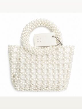 a new day Pearl Beaded Mini Tote in White